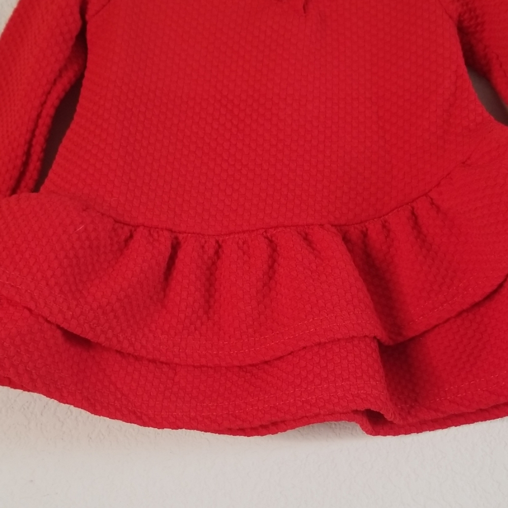 Nanette Kids Red Tiered Ruffle Embroidered Top - Picture 6 of 7